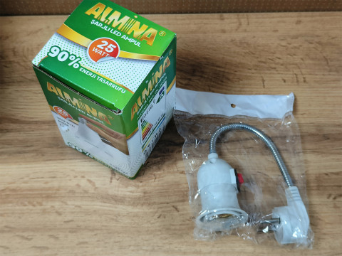 Світлодіодна лампа з акумулятором ALMINA DL-1025, 25W  (комплект з гнучким патроном та вимикачем)
