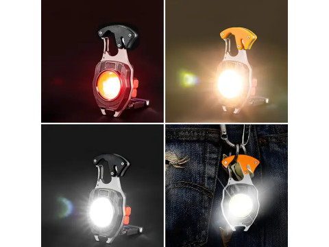 Багатофункціональний міні-ліхтар W5147 LED-брелок із запальничкою, стропорізом, викруткою та свистком