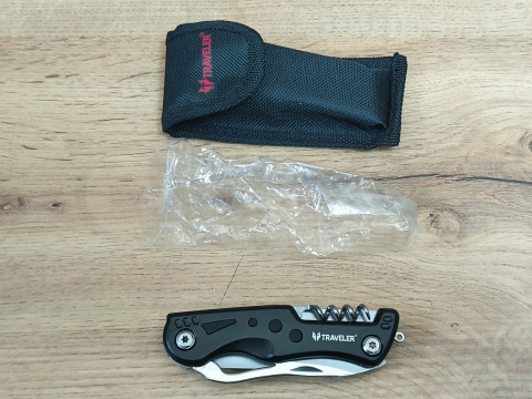Туристичний ніж-мультитул Traveler MS-001 Black  з чохлом