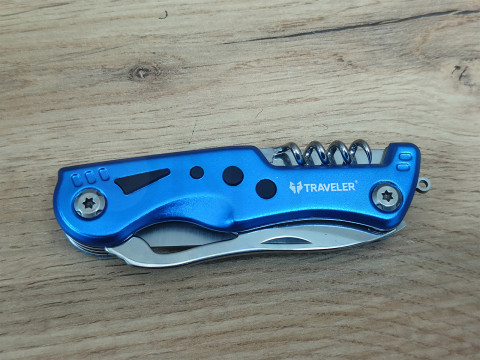 Туристичний ніж-мультитул Traveler MS-001 Blue  з чохлом