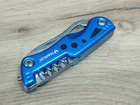 Туристичний ніж-мультитул Traveler MS-001 Blue  з чохлом