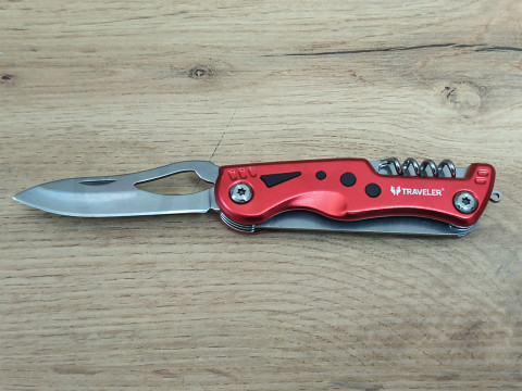 Туристичний ніж-мультитул Traveler MS-001 red  з чохлом