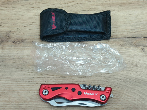 Туристичний ніж-мультитул Traveler MS-001 red  з чохлом