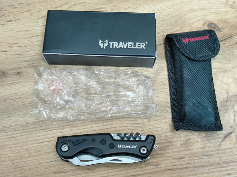 Тактичний мультитул-ніж Traveler з ліхтарем 10 в 1 MS002G з чохлом