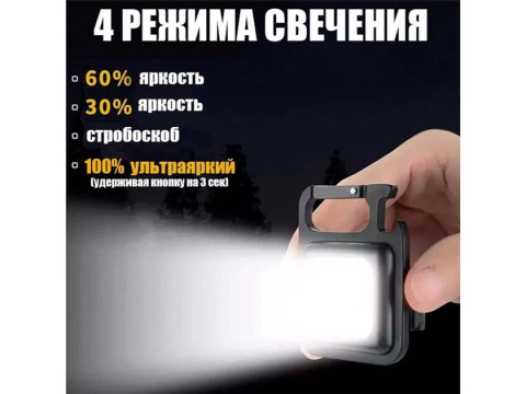Фонарик-брелок тактический с магнитом многофункциональный BL J031 COB с USB-зярядкой