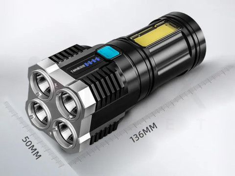 Портативний світлодіодний ліхтар  4 LED + бокове COB світло з USB (ZG-12 / LS03)